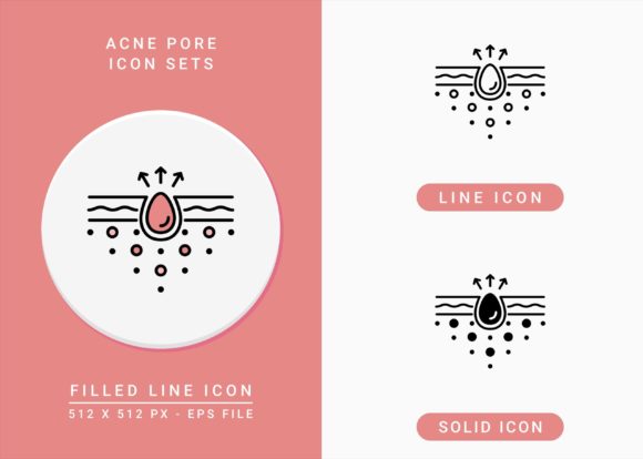 Acne Pore Icons Set: A Practical Resource for Medical and Design Professionals