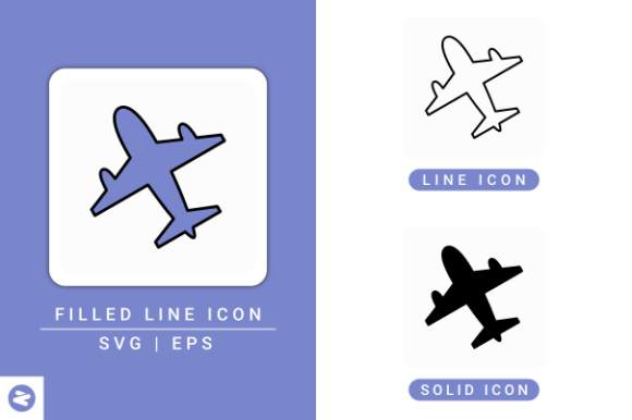 Airplane Icons Set: Enhancing Design Projects with Versatile Vector Graphics