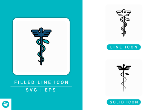 Caduceus Rod Icons Set: Streamlining Visual Communication in Professional Workflows
