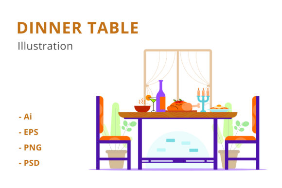 Dinner Table Illustration for Creative Projects