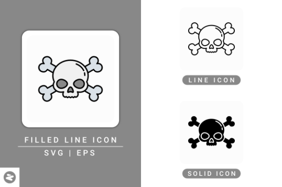 Harmful Icons Set: Creative Design with Skull Bones Concept