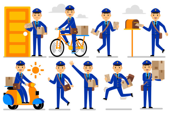 Postman Profession Characters Vector Set: Creative Solutions for Design Projects