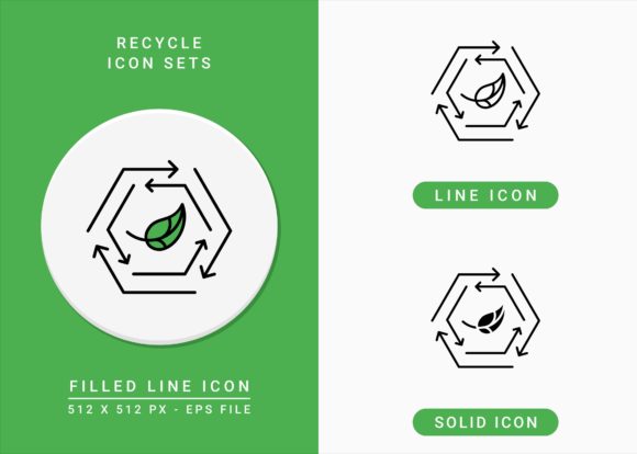 Recycle Icons Set for Biodegradable Design Projects