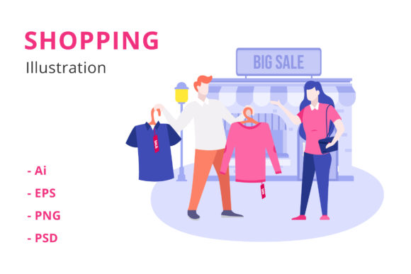 Shopping Illustration for Modern Design Projects